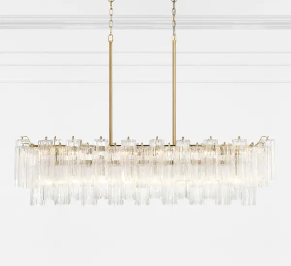 Addis 51.75" Linear Chandelier in Polished Chrome with Autumn Glass - Image 16