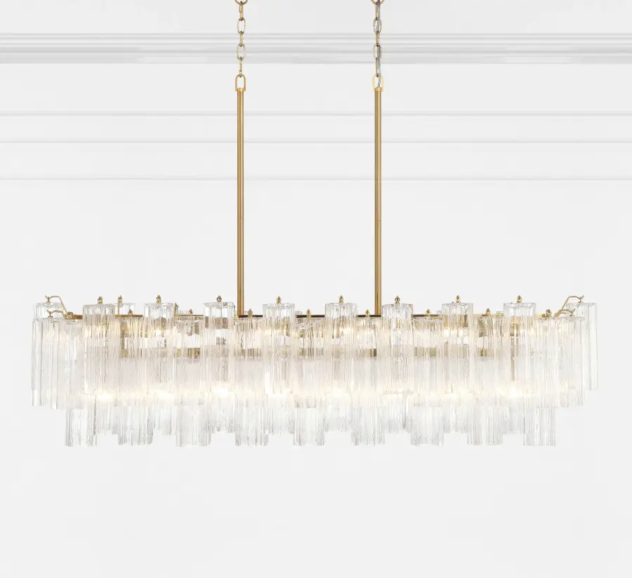Addis 51.75" Linear Chandelier in Polished Chrome with Autumn Glass - Image 16
