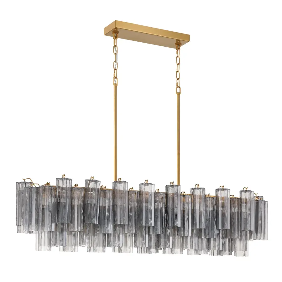 Addis 51.75" Linear Chandelier in Polished Chrome with Autumn Glass - Image 19