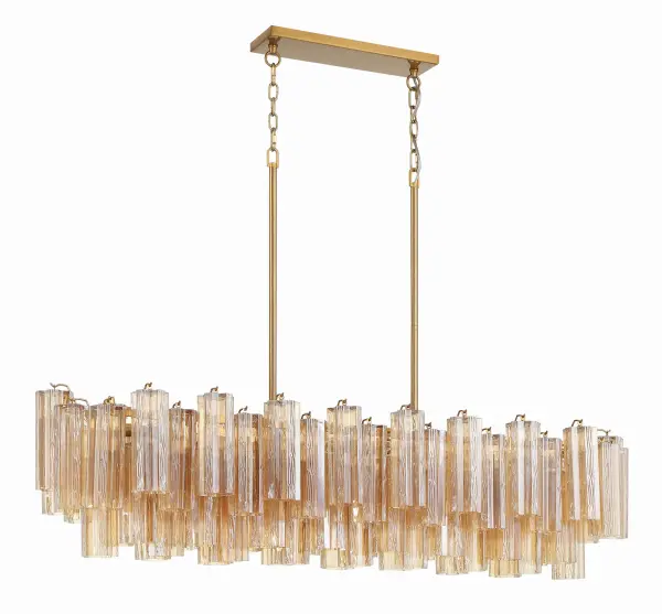 Addis 51.75" Linear Chandelier in Polished Chrome with Autumn Glass - Image 3