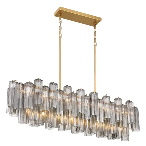 Addis 51.75" Linear Chandelier in Polished Chrome with Autumn Glass - Image 21