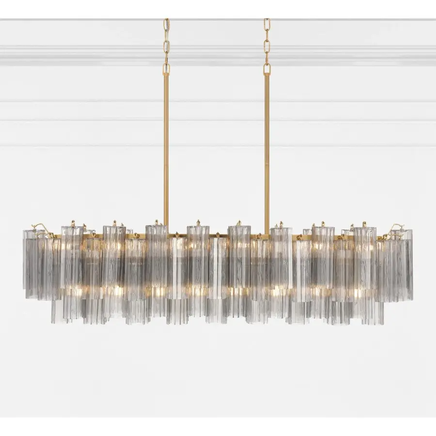 Addis 51.75" Linear Chandelier in Polished Chrome with Autumn Glass - Image 23