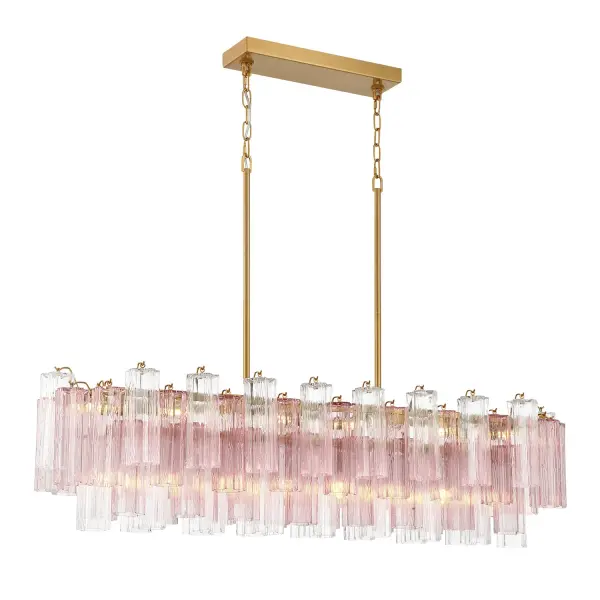Addis 51.75" Linear Chandelier in Polished Chrome with Autumn Glass - Image 26