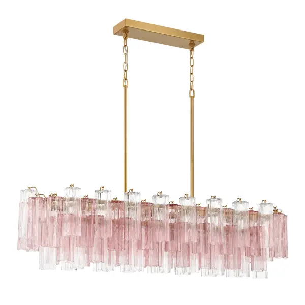 Addis 51.75" Linear Chandelier in Polished Chrome with Autumn Glass - Image 27