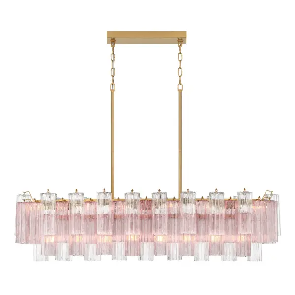 Addis 51.75" Linear Chandelier in Polished Chrome with Autumn Glass - Image 28