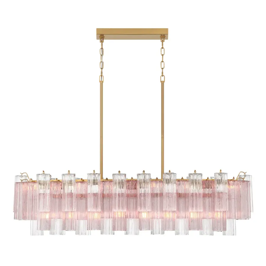 Addis 51.75" Linear Chandelier in Polished Chrome with Autumn Glass - Image 28