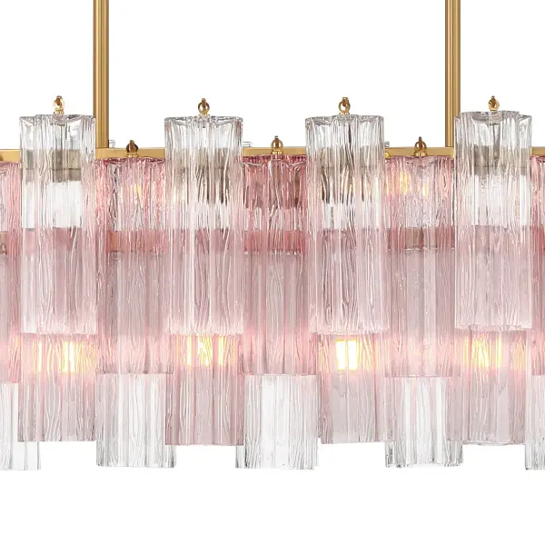 Addis 51.75" Linear Chandelier in Polished Chrome with Autumn Glass - Image 30