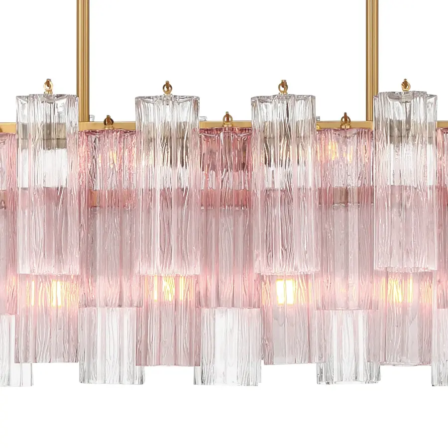 Addis 51.75" Linear Chandelier in Polished Chrome with Autumn Glass - Image 30