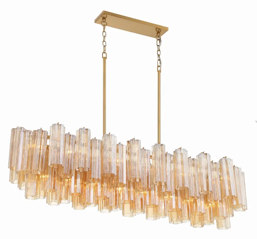 Addis 51.75" Linear Chandelier in Polished Chrome with Autumn Glass - Image 4