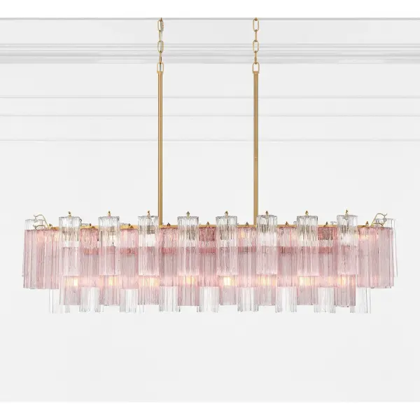 Addis 51.75" Linear Chandelier in Polished Chrome with Autumn Glass - Image 31