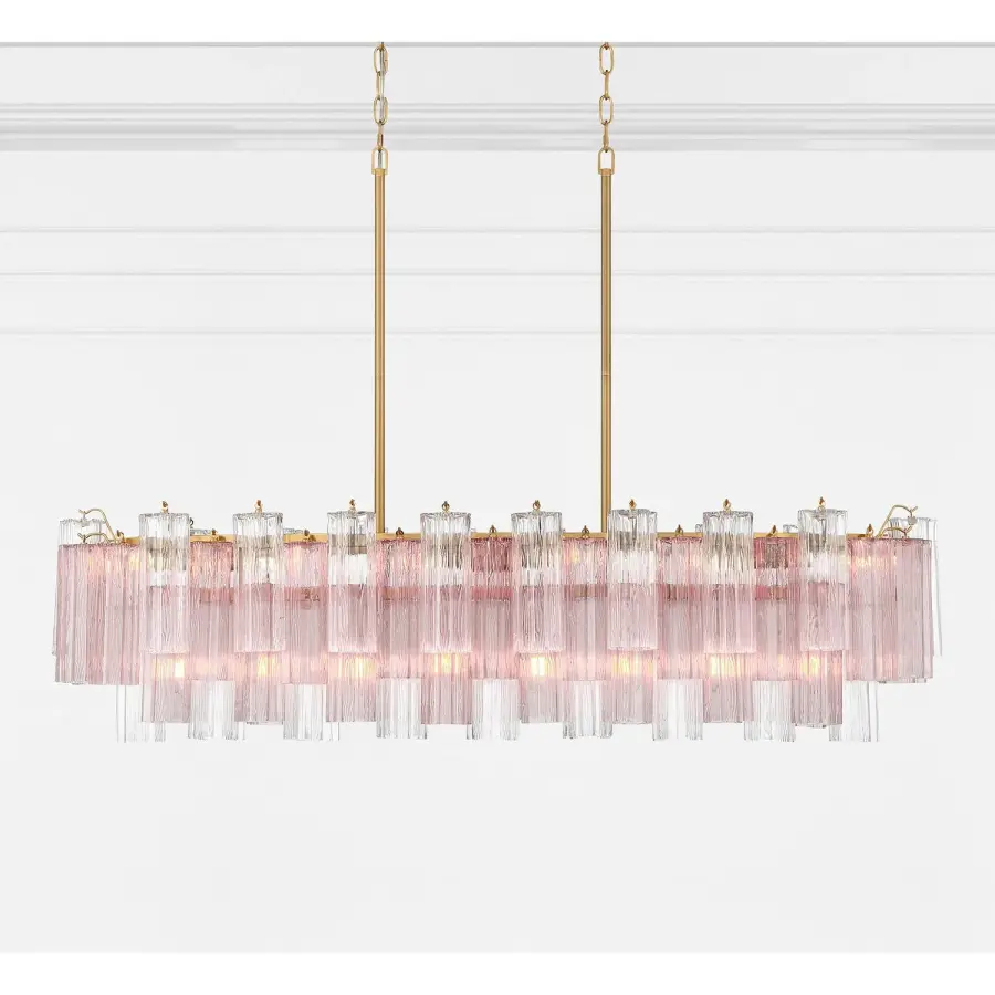 Addis 51.75" Linear Chandelier in Polished Chrome with Autumn Glass - Image 31