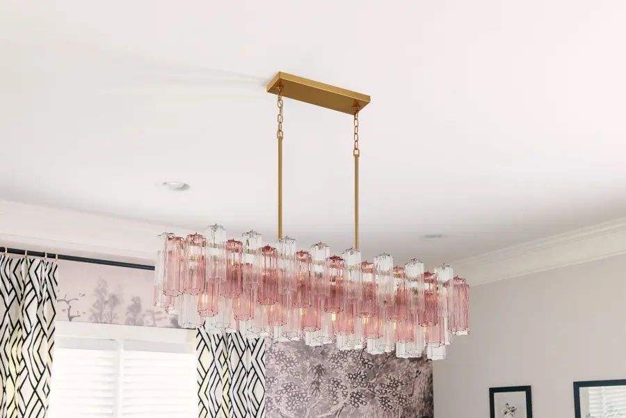 Addis 51.75" Linear Chandelier in Polished Chrome with Autumn Glass - Image 32