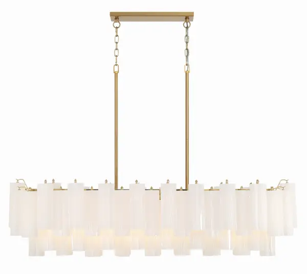 Addis 51.75" Linear Chandelier in Polished Chrome with Autumn Glass - Image 34