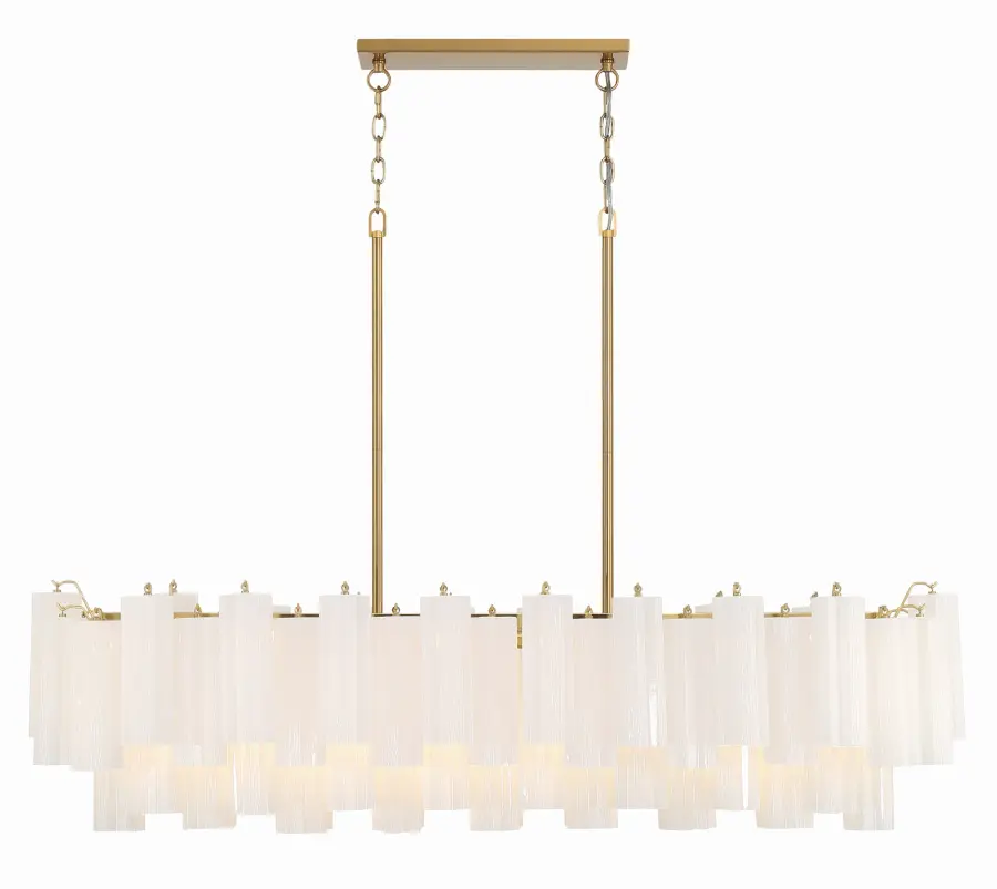 Addis 51.75" Linear Chandelier in Polished Chrome with Autumn Glass - Image 34