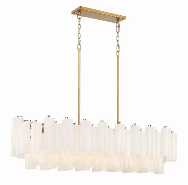 Addis 51.75" Linear Chandelier in Polished Chrome with Autumn Glass - Image 35