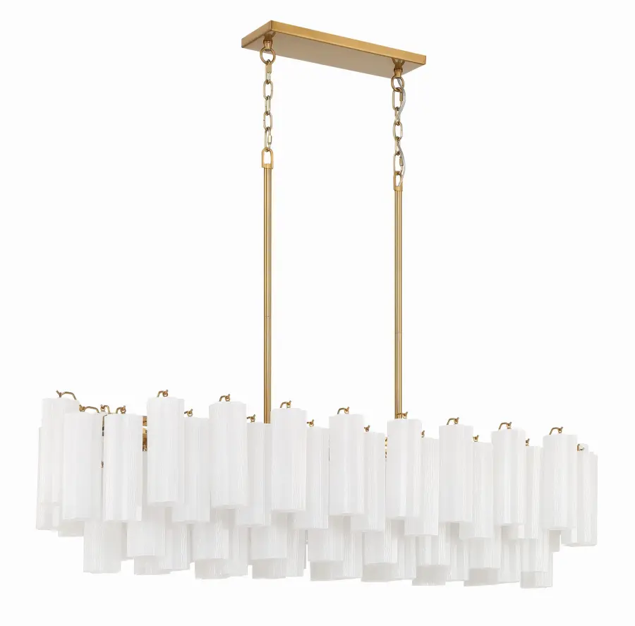 Addis 51.75" Linear Chandelier in Polished Chrome with Autumn Glass - Image 36