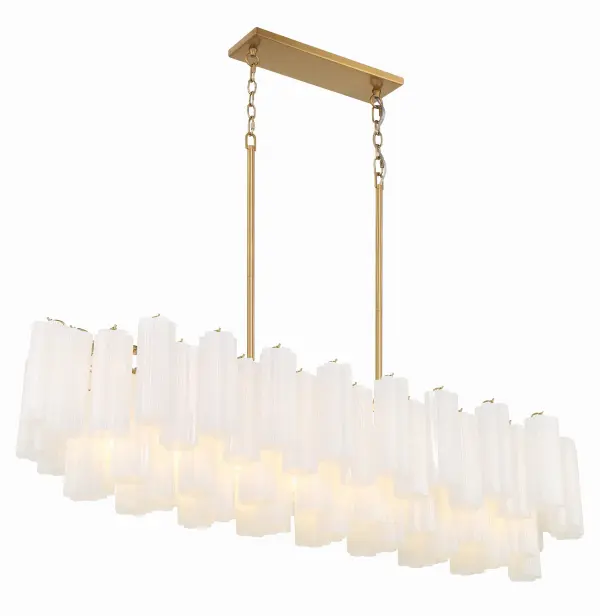Addis 51.75" Linear Chandelier in Polished Chrome with Autumn Glass - Image 37