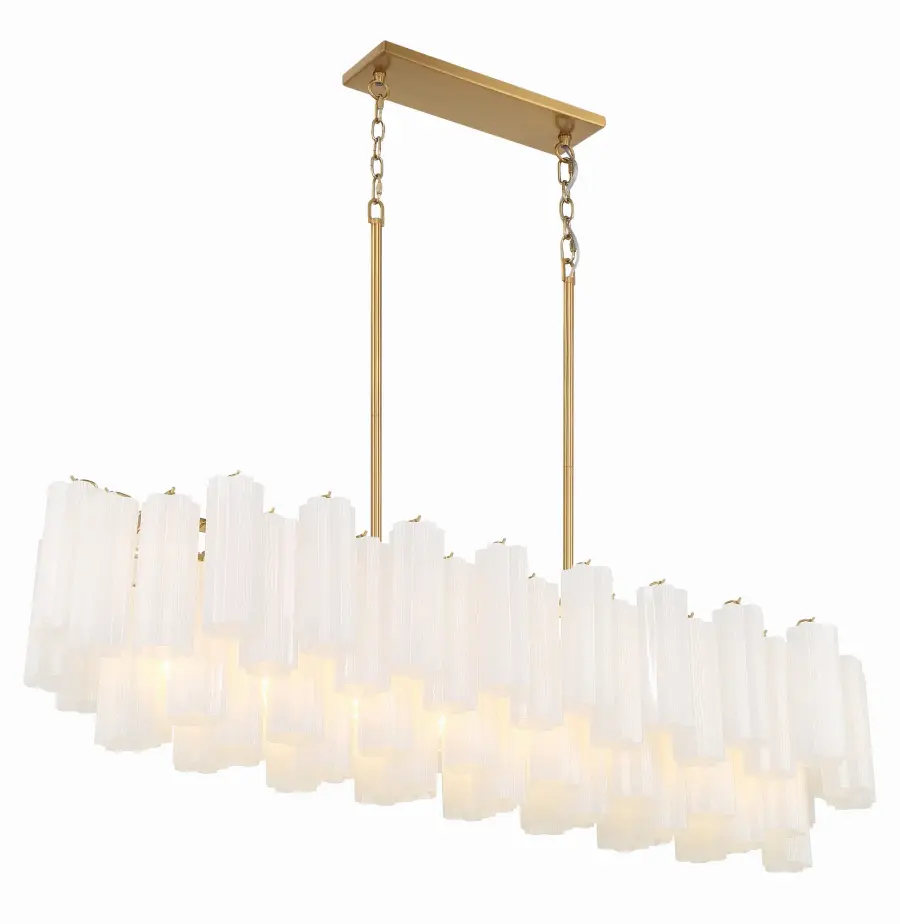 Addis 51.75" Linear Chandelier in Polished Chrome with Autumn Glass - Image 37