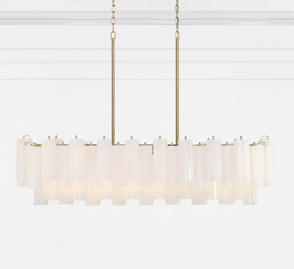 Addis 51.75" Linear Chandelier in Polished Chrome with Autumn Glass - Image 38