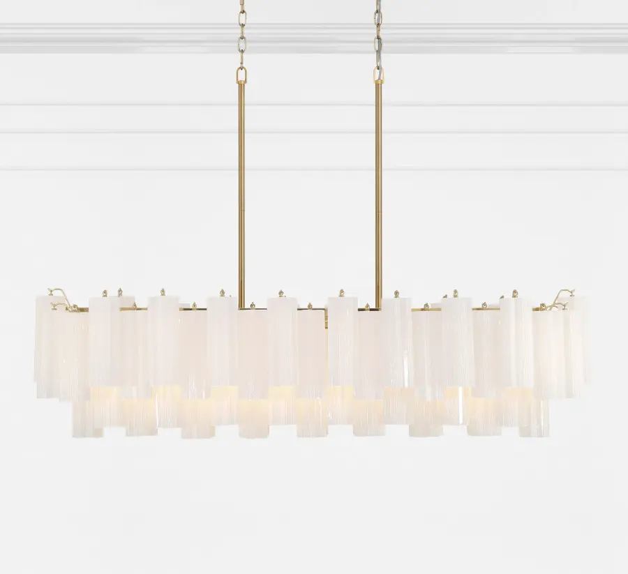 Addis 51.75" Linear Chandelier in Polished Chrome with Autumn Glass - Image 38
