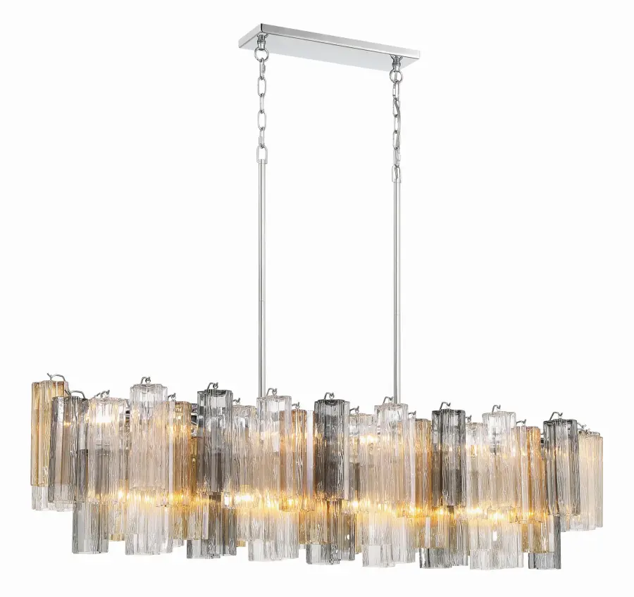 Addis 51.75" Linear Chandelier in Polished Chrome with Autumn Glass - Image 41