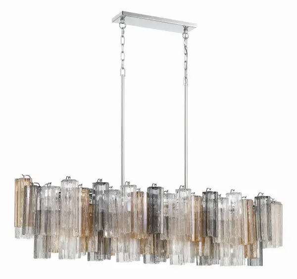 Addis 51.75" Linear Chandelier in Polished Chrome with Autumn Glass - Image 42