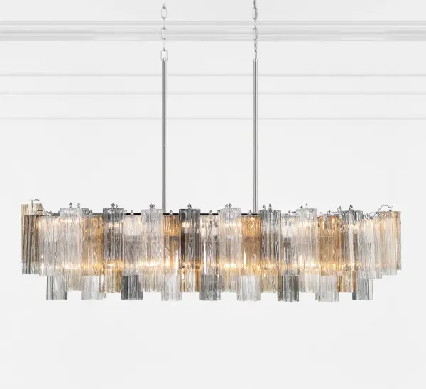 Addis 51.75" Linear Chandelier in Polished Chrome with Autumn Glass - Image 44