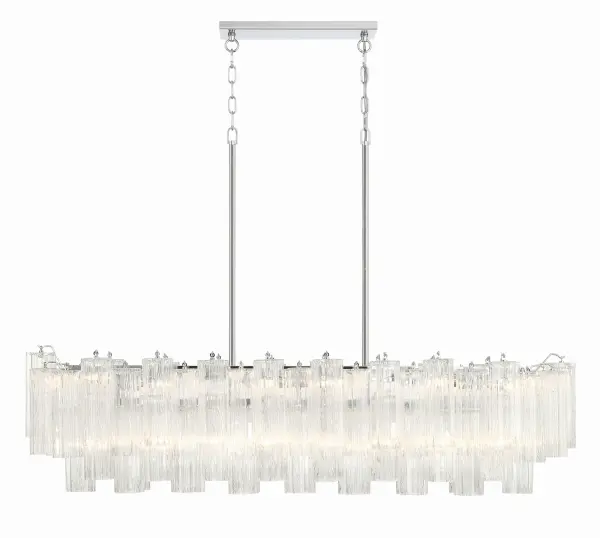 Addis 51.75" Linear Chandelier in Polished Chrome with Autumn Glass - Image 46