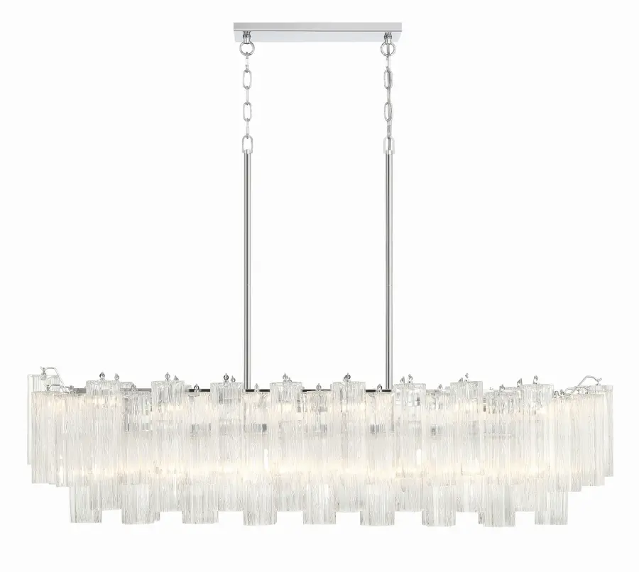Addis 51.75" Linear Chandelier in Polished Chrome with Autumn Glass - Image 46