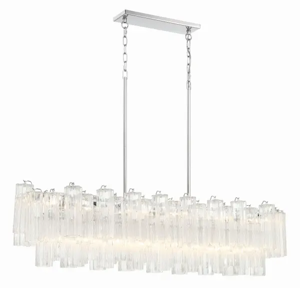 Addis 51.75" Linear Chandelier in Polished Chrome with Autumn Glass - Image 47