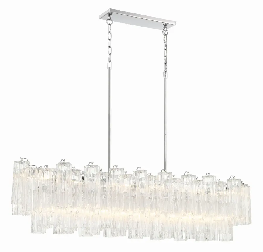 Addis 51.75" Linear Chandelier in Polished Chrome with Autumn Glass - Image 47