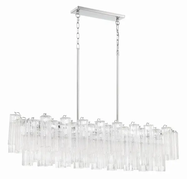 Addis 51.75" Linear Chandelier in Polished Chrome with Autumn Glass - Image 48
