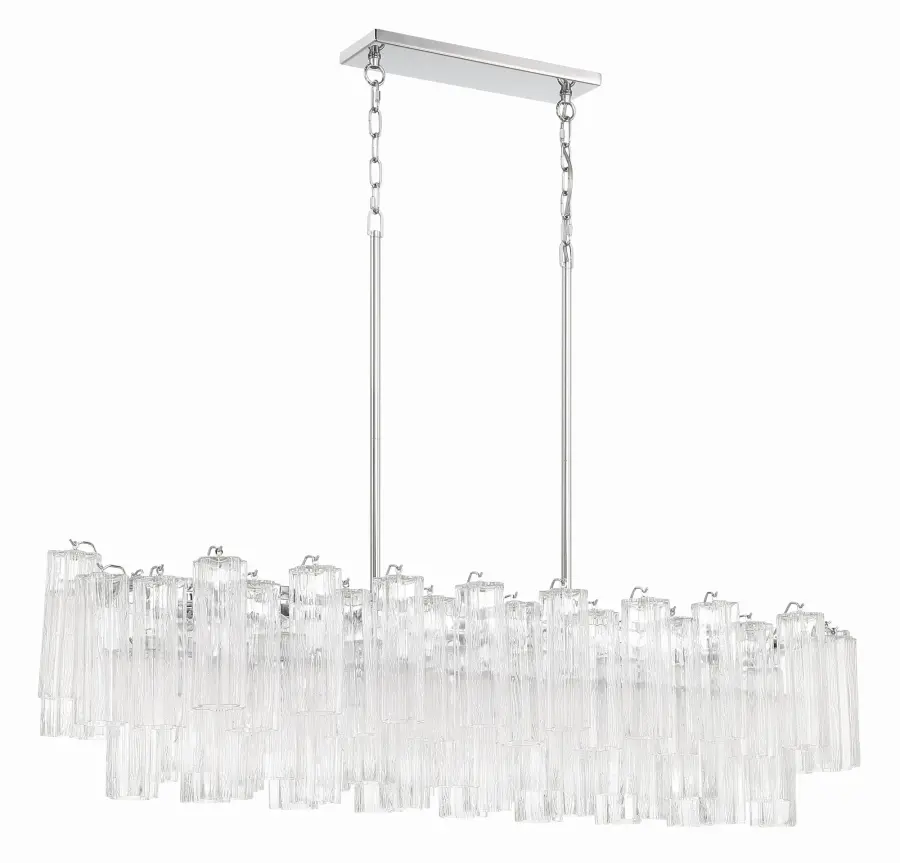 Addis 51.75" Linear Chandelier in Polished Chrome with Autumn Glass - Image 48