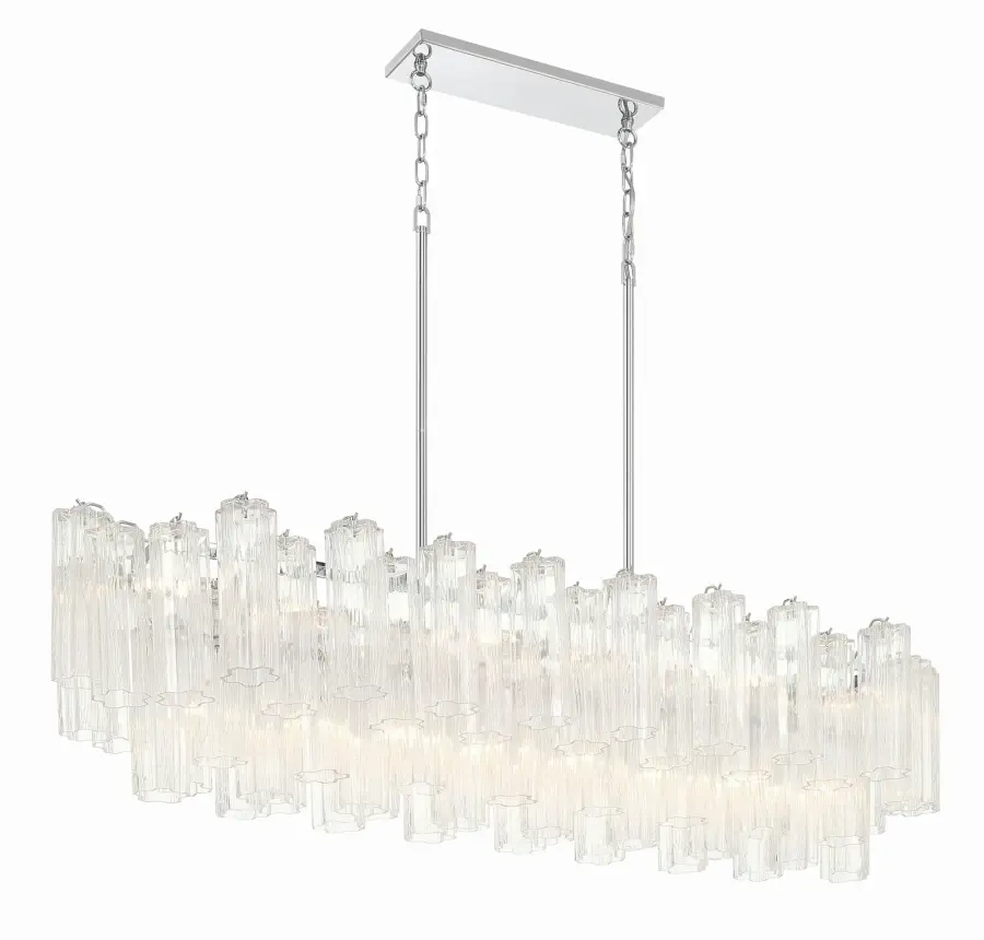 Addis 51.75" Linear Chandelier in Polished Chrome with Autumn Glass - Image 49
