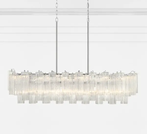 Addis 51.75" Linear Chandelier in Polished Chrome with Autumn Glass - Image 50