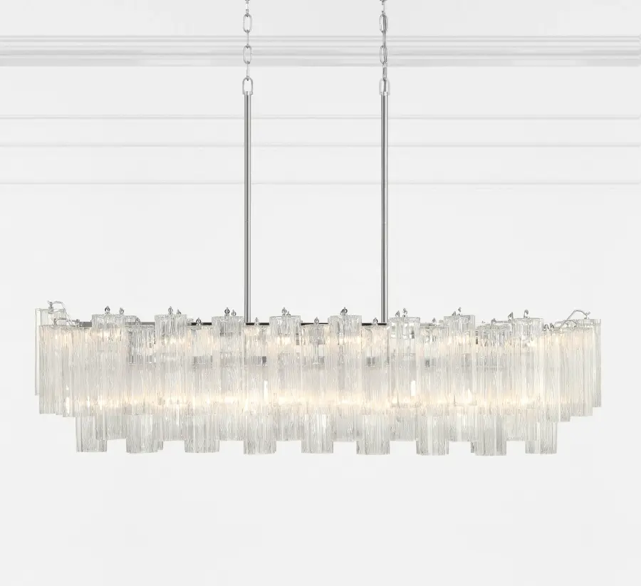 Addis 51.75" Linear Chandelier in Polished Chrome with Autumn Glass - Image 50
