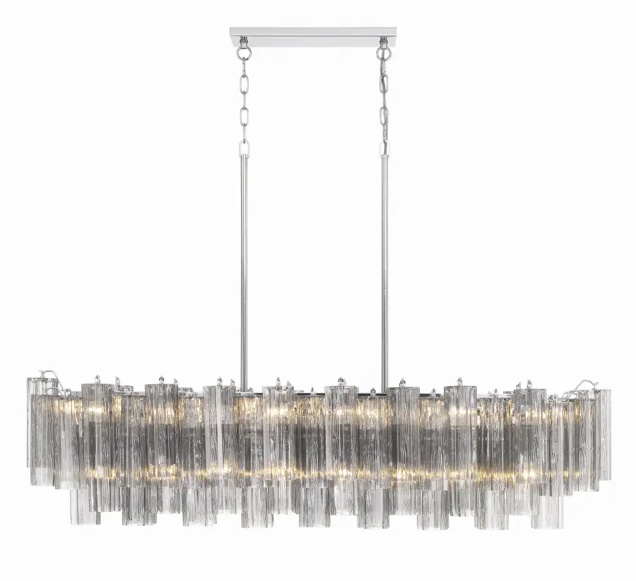 Addis 51.75" Linear Chandelier in Polished Chrome with Autumn Glass - Image 52