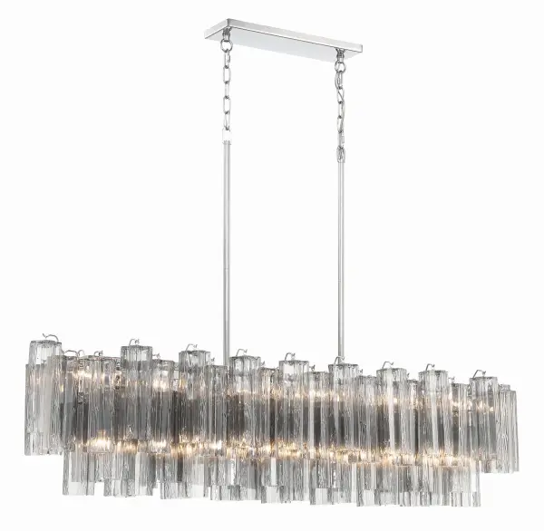 Addis 51.75" Linear Chandelier in Polished Chrome with Autumn Glass - Image 53