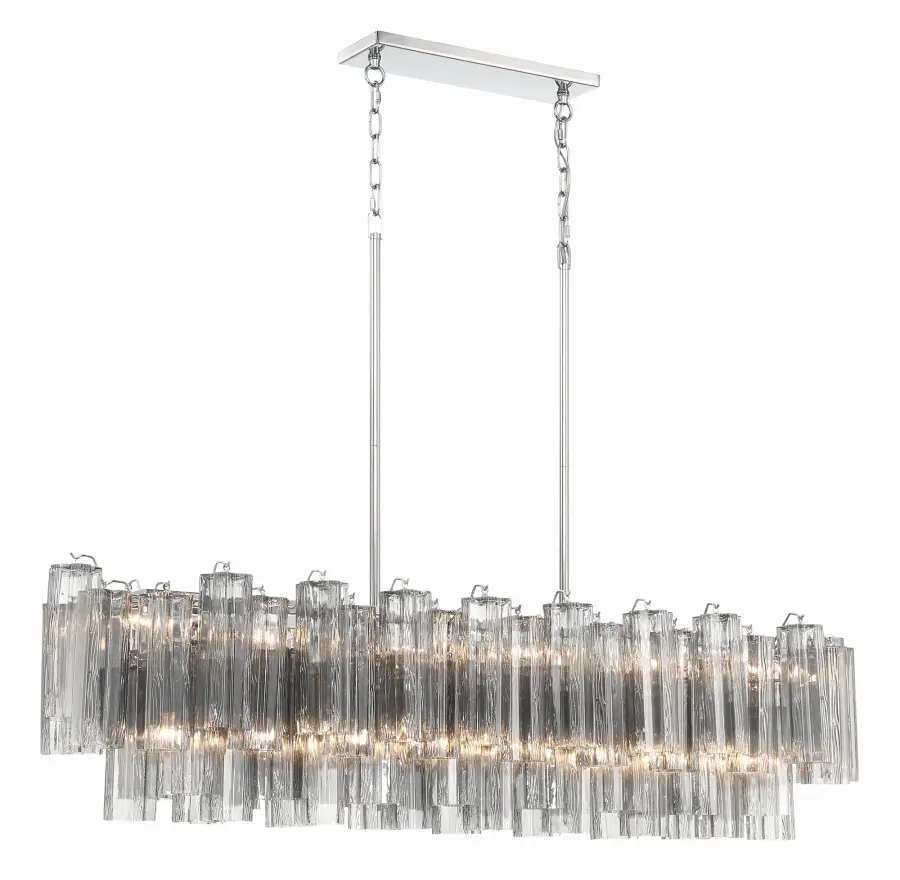 Addis 51.75" Linear Chandelier in Polished Chrome with Autumn Glass - Image 53