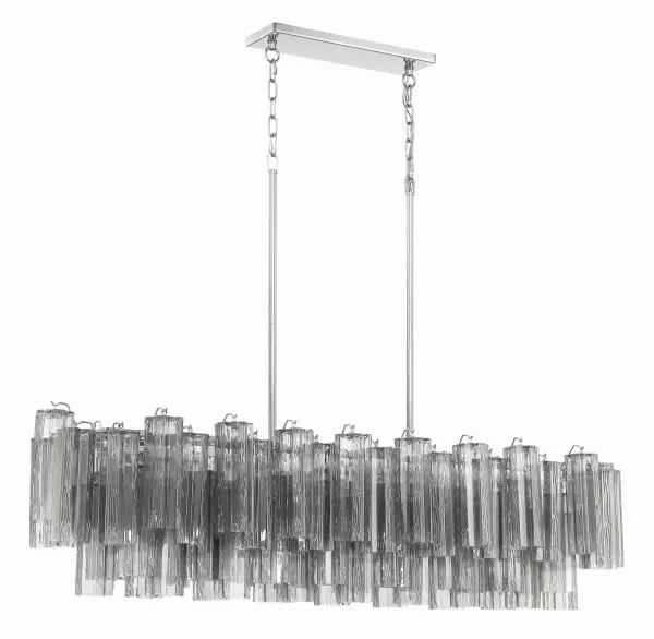 Addis 51.75" Linear Chandelier in Polished Chrome with Autumn Glass - Image 54