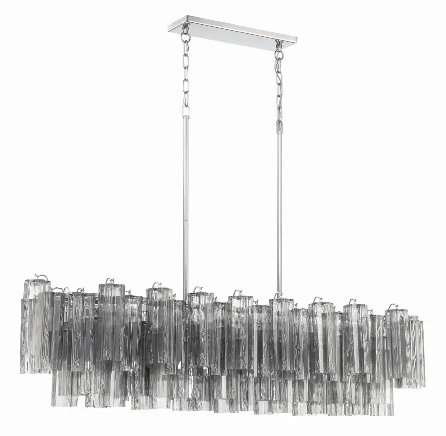 Addis 51.75" Linear Chandelier in Polished Chrome with Autumn Glass - Image 54