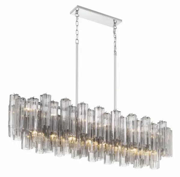 Addis 51.75" Linear Chandelier in Polished Chrome with Autumn Glass - Image 55