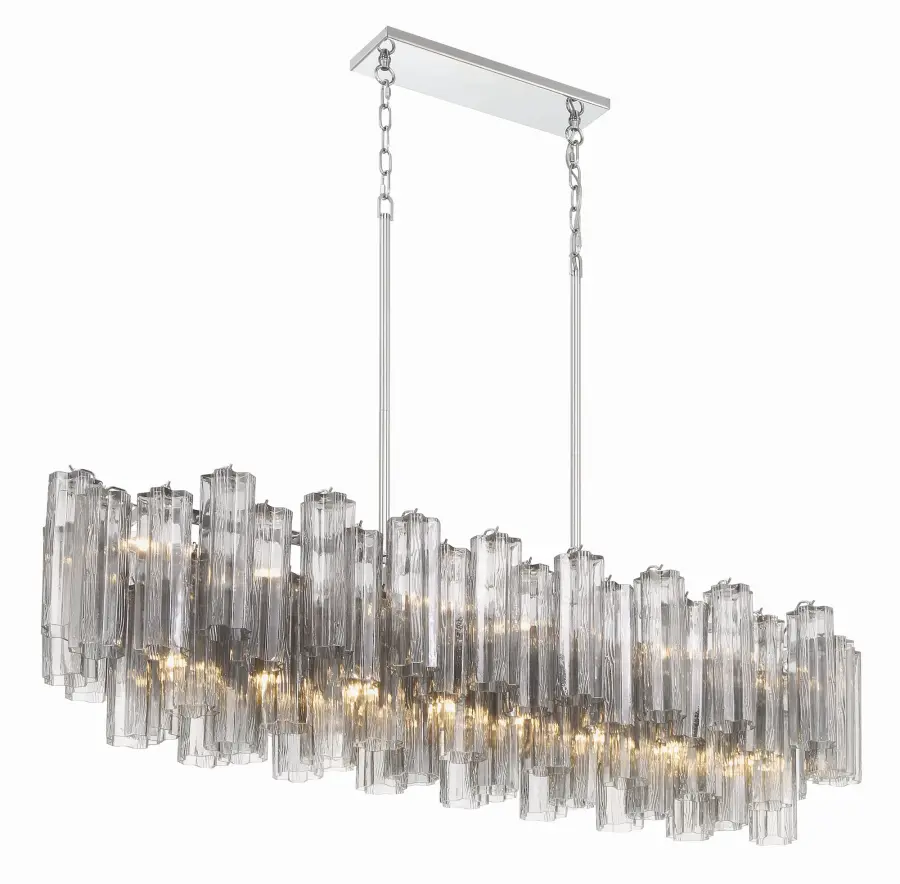 Addis 51.75" Linear Chandelier in Polished Chrome with Autumn Glass - Image 55