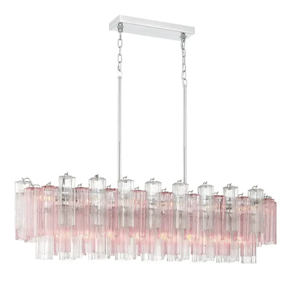 Addis 51.75" Linear Chandelier in Polished Chrome with Autumn Glass - Image 58