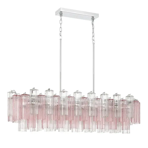 Addis 51.75" Linear Chandelier in Polished Chrome with Autumn Glass - Image 59