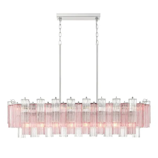 Addis 51.75" Linear Chandelier in Polished Chrome with Autumn Glass - Image 60