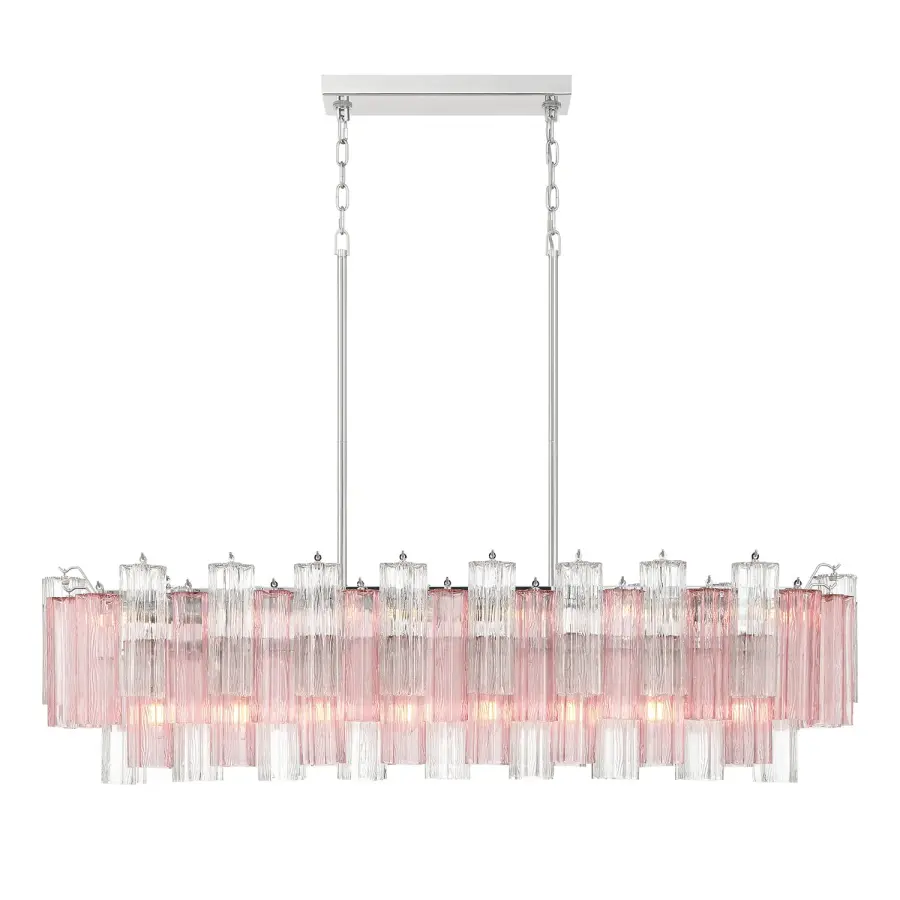 Addis 51.75" Linear Chandelier in Polished Chrome with Autumn Glass - Image 60