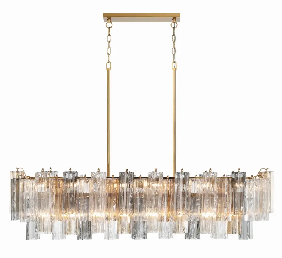 Addis 51.75" Linear Chandelier in Polished Chrome with Autumn Glass - Image 7