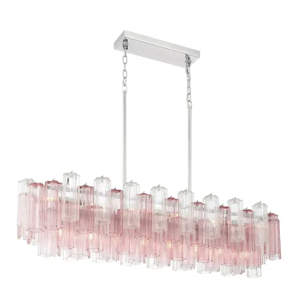 Addis 51.75" Linear Chandelier in Polished Chrome with Autumn Glass - Image 61