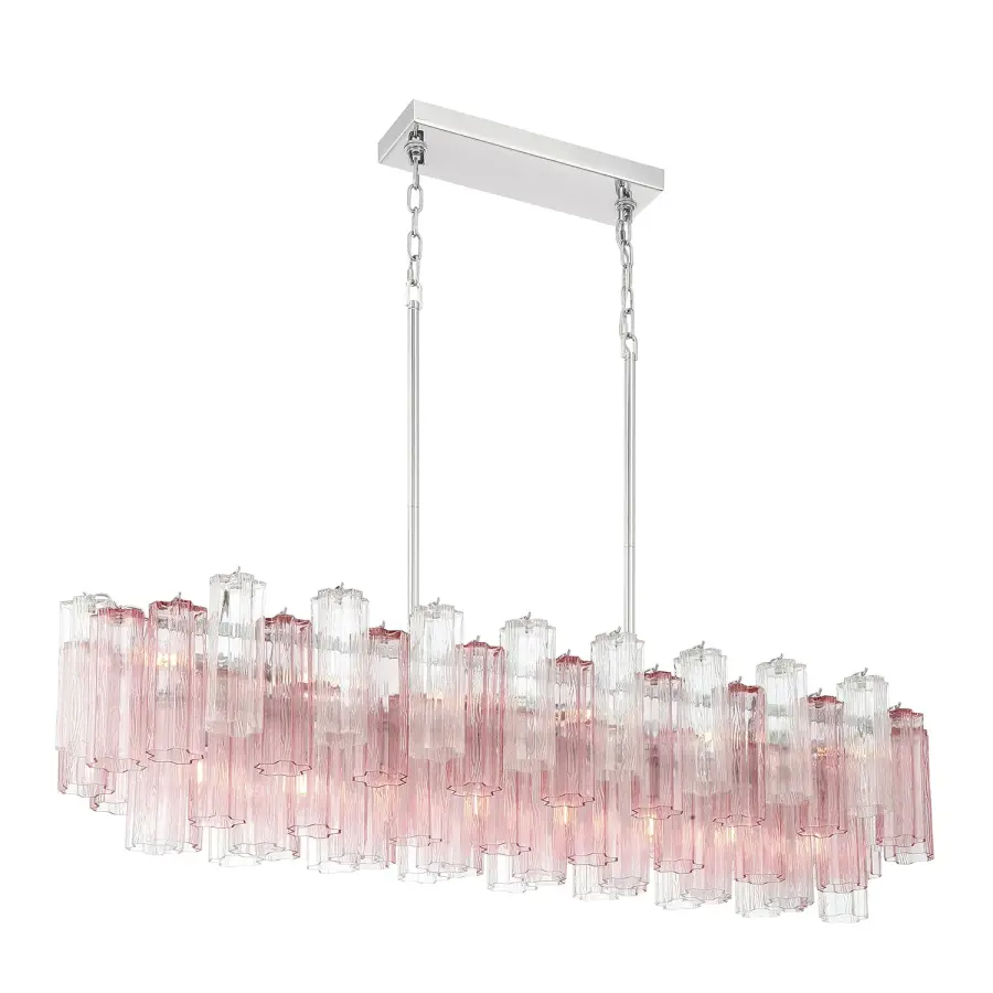 Addis 51.75" Linear Chandelier in Polished Chrome with Autumn Glass - Image 61